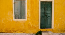 Facade of traditional Greek building.