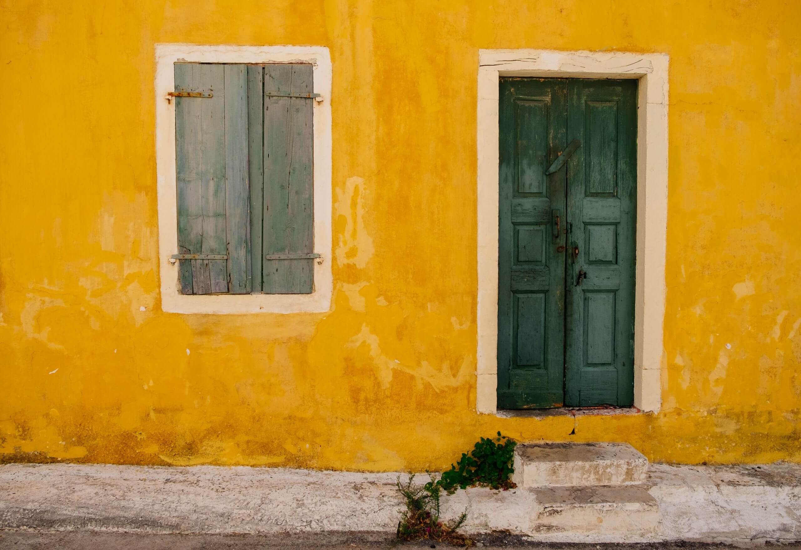Facade of traditional Greek building.